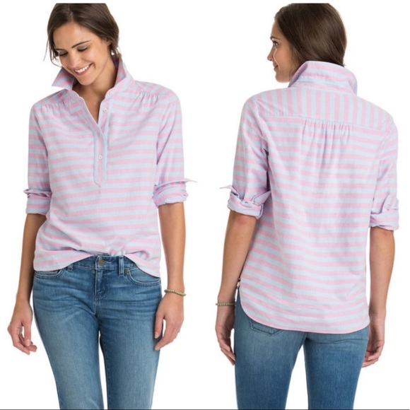 Vineyard Vines Tops - Vineyard Vines | Coastside Striped Popover Sz 0